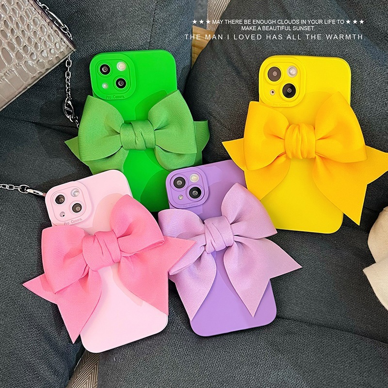 3d Bowknot Silicone Phone Case For Iphone 17 16 15 Pro Max Stylish_voghion.com