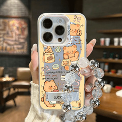 可爱黄油小熊适用苹果15PROMAX手机壳iPhone14小众13带支架12硬壳