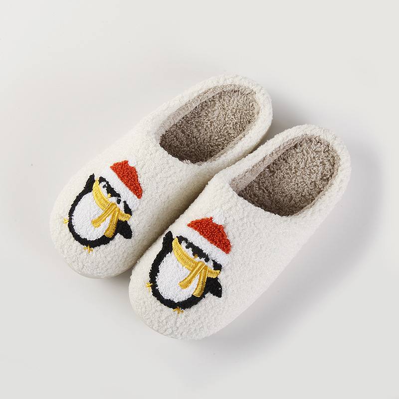 New Christmas Penguin Christmas warm winter cotton slippers couple men and women thick bottom soft sole shoes thickened non-slip