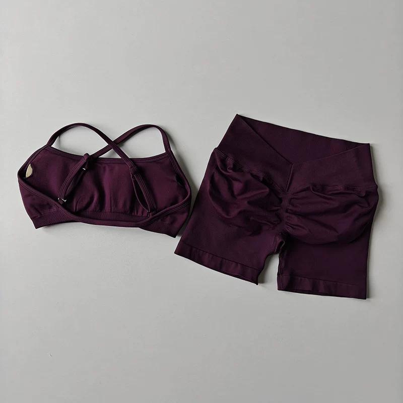 Levantar la cadera V cintura alta elasticidad mostrar la cadera traje de yoga sin costura ropa interior deportiva almohadilla para el pecho desmontable a prueba de golpes para reunir a las mujeres de espaldas image 16