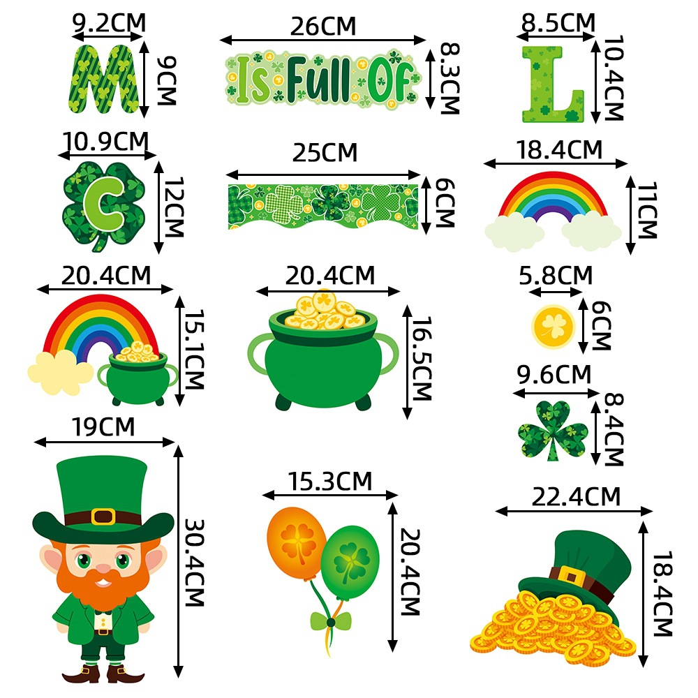 Nuevo día de San Patricio pizarra periódico parche de fiesta irlandesa sala de aula tablero de anuncios Lucky Clover parche