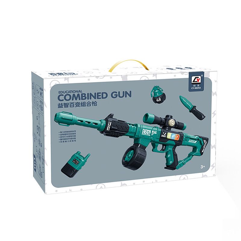 Puzzle pistola magnética universal simulación de sonido eléctrico y luz de montaje combinación pistola 3 - 6 años DIY sonido eléctrico y luz regalos para niños