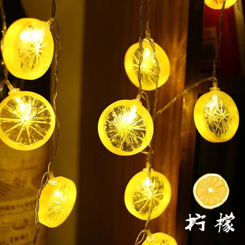 Nordic Internet Celebrity Girl Style LED Lemon Slice Light String Battery Box Colorful Light String Stall Decoration Camping Atmosphere Hanging Lights