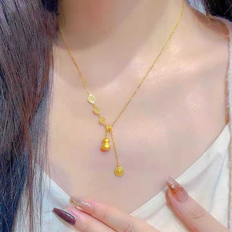Retro Light Luxury Gourd (Fu) Full of Blessings, Pendant Necklace, Women's Light Luxury Clavicle Chain Niche
