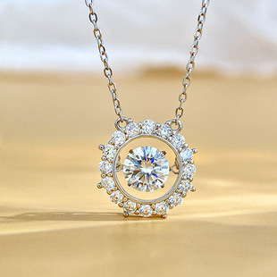 S925 Sterling Silver Necklace Women's Moissanite Pendant High-End Smart Pendant Women's 1 Carat Moissanite Necklace Wholesale