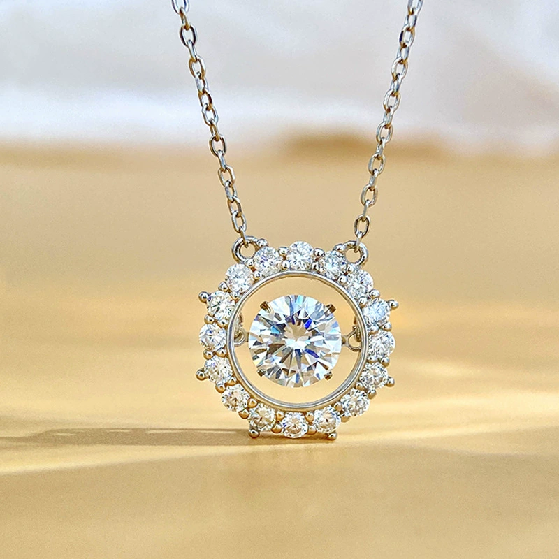 Серебряное колье S925 с подвеской из моассанита для женщин, высококачественная стильная подвеска, женское колье с моассанитом 1 карат, оптом