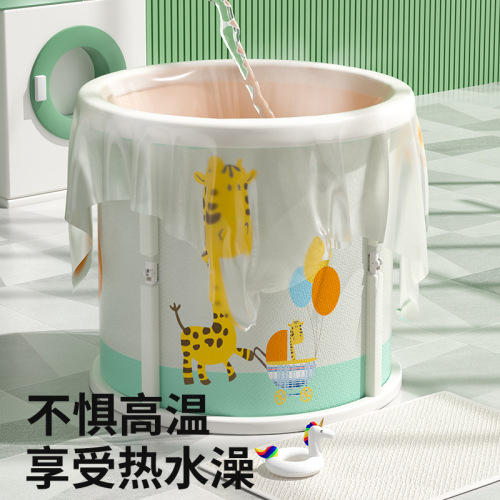 Disposable bath bag round bucket bath bag household round folding bath bucket thickened plastic film children's bath bag
