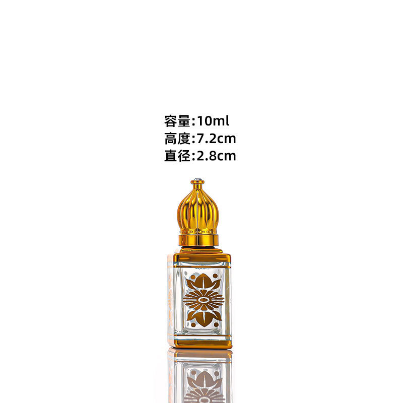 新しい中東電気メッキホットスタンピングパターンエッセンシャルオイルローラーボールガラスボトルポータブル旅行ホットスタンピング香水空ボトル|undefined