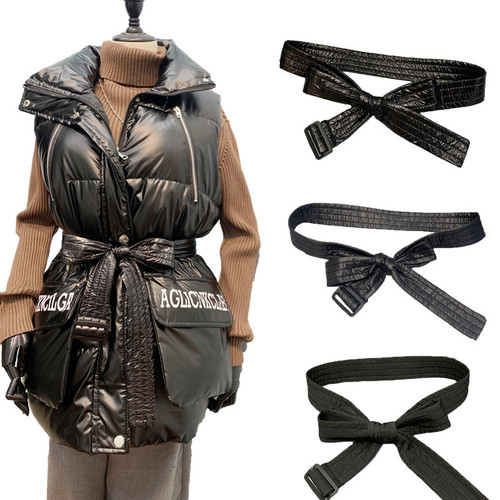 Down jacket belt, cotton coat outerwear belt, bow tie strap, winter slimming warm belt