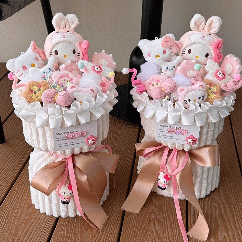 Graduation Qixian Día de San Valentín muñecas dibujos animados flores de flores muñecas creativas muñecas flores de regalo de cumpleaños para una amiga