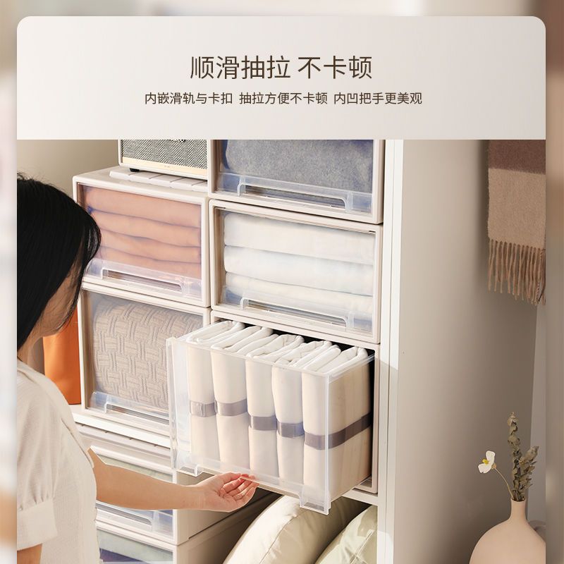 抽屉式收纳箱塑料透明衣柜收纳盒衣物储物柜子衣服收纳神器整理箱|undefined