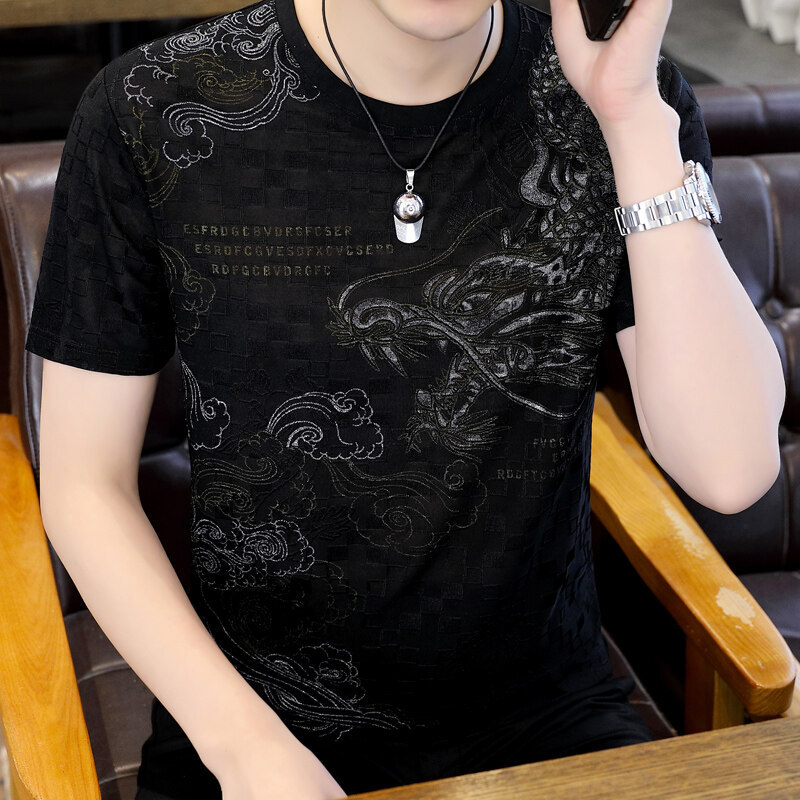 Silk trend fashionable thin casual short sleeve T-shirt with a round…