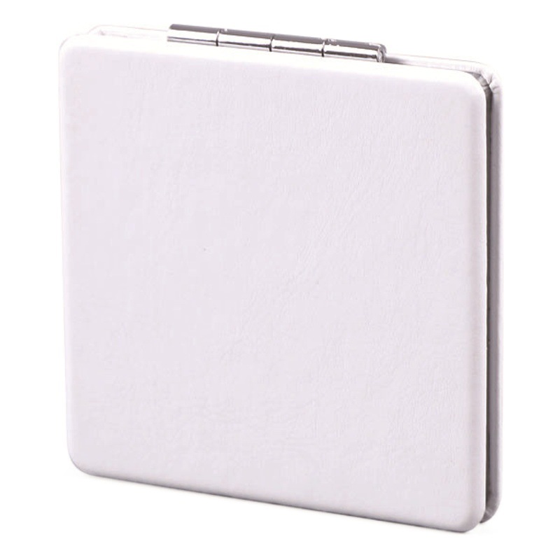 White leather makeup mirror wholesale PU folding pocket mirror portable mirror diy creative metal student small mirror