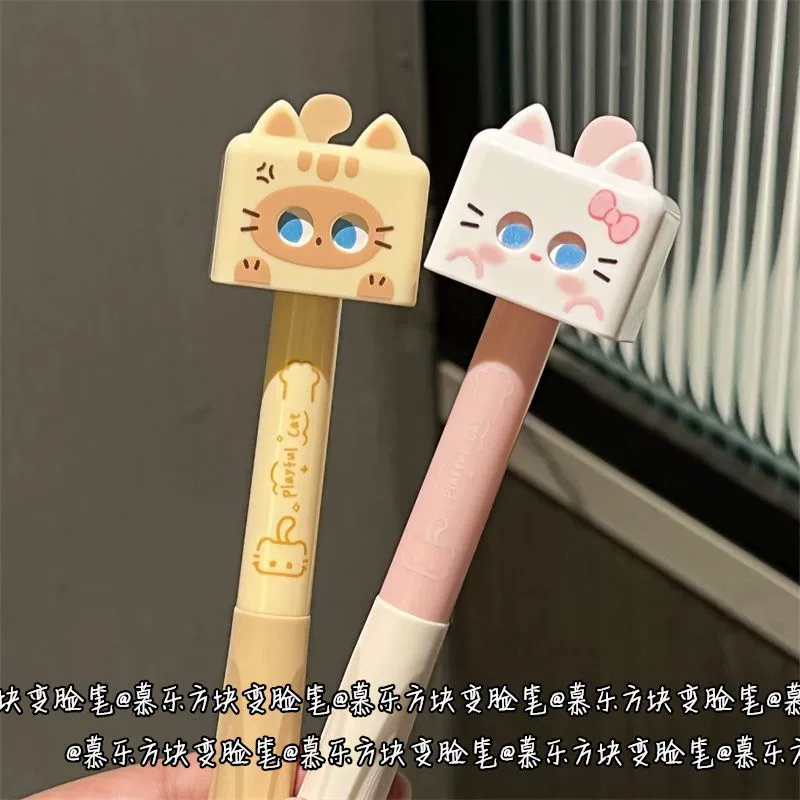 Cube Paipa Le Cat нажимают гелевую ручку, чтобы изменить лицо, для снятия стресса, креатив, выглядят черный вопрос шлей фокус экзамен ручка
