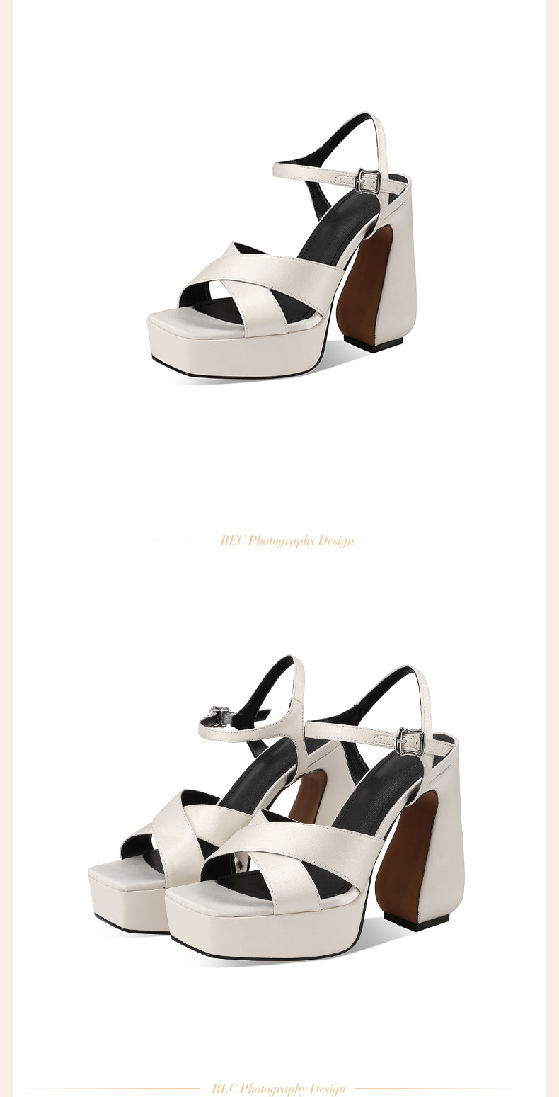Sandal cao gót nữ hở mũi quai ngang đế platform gót 13 cm — đen chi tiết 6