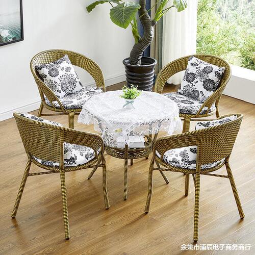 G3YN Courtyard Sofa Set with Chairs, Balcony Wicker Chairs, Three-Piece Outdoor Tea Table, Simple Back Chair, Leisure Outdoor Furniture