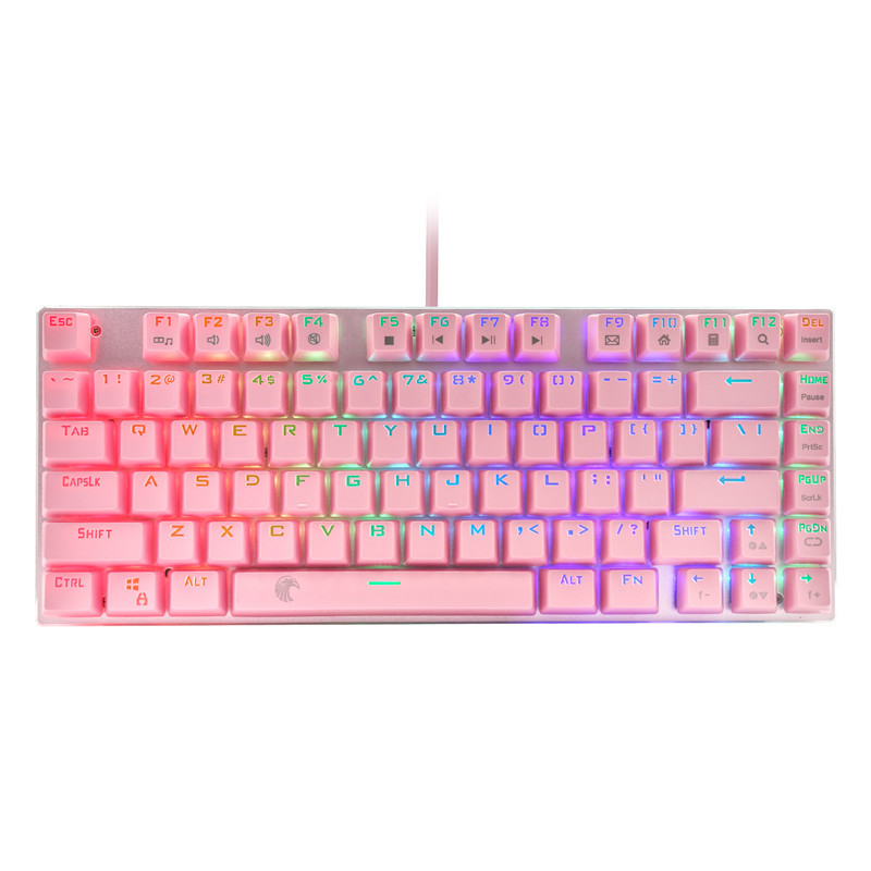 E element Z88 81 key mechanical pink illuminated keyboard, laptop, desktop computer, office game_voghion.com
