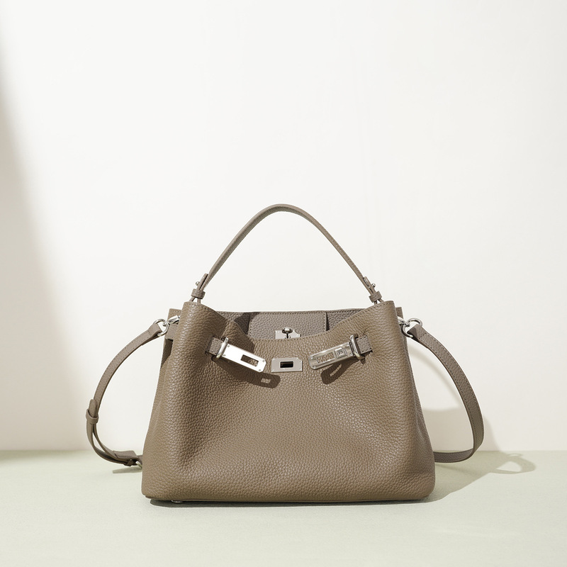 2026 Autumn and Winter New Model Kelly Bag Made of Top-Layer Cowhide, Genuine Leather Handbag, High-End Commuter Shoulder and Crossbody Bag