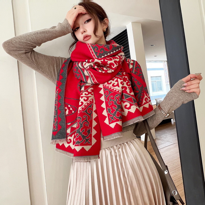 Bufanda de imitación de cachemir geométrica para mujer invierno_voghion.com