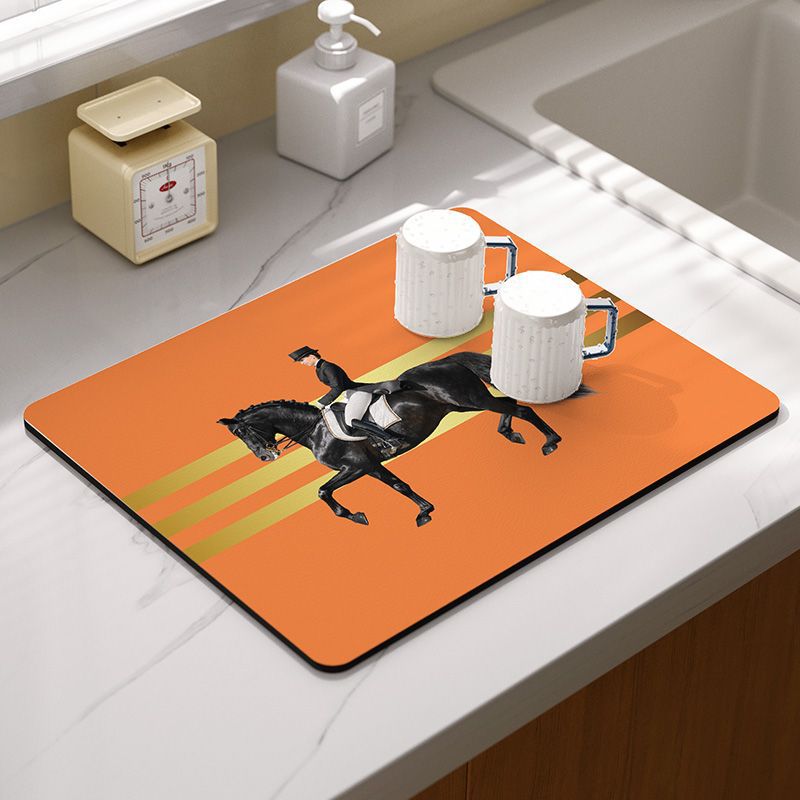 배수 패드-검은 말 타기-오렌지