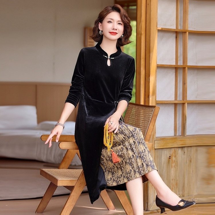 Velvet Dress for Women, Spring, Autumn, and Winter 2024 New Style, Plus Size, Elegant and Beautiful, Mid-Length Dress Velvet Dress for Women, Spring, Autumn, and Winter 2024 New Style, Plus Size, Elegant and Beautiful, Mid-Length Dress