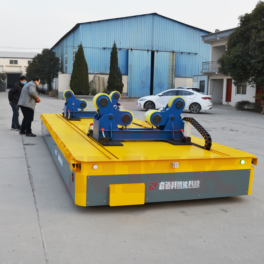 机械臂和车联动的无轨地平车机床配套无轨胶轮车大吨位无轨平台车