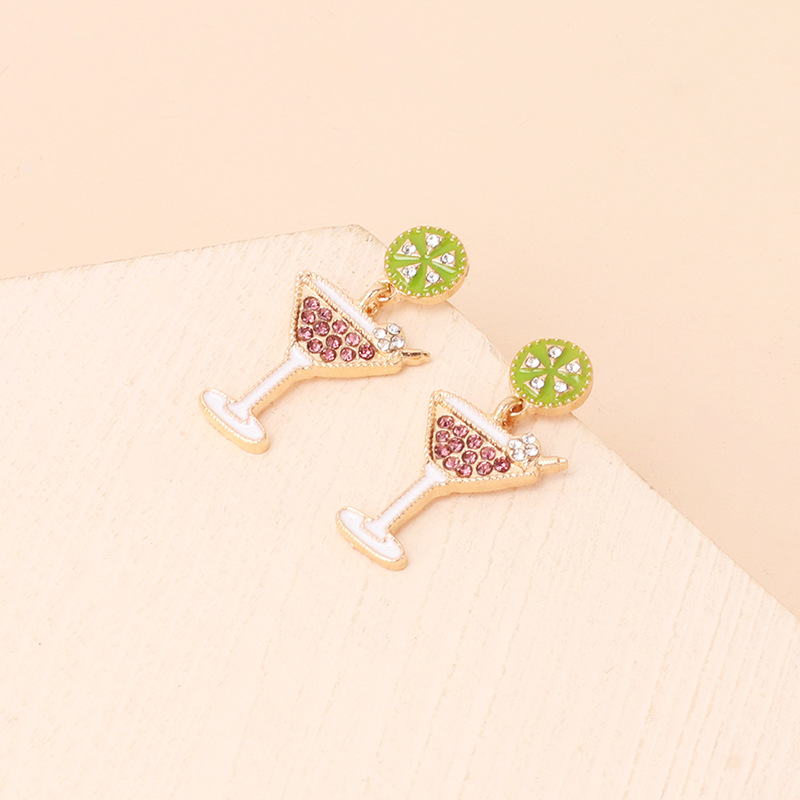 Cute Niche Design Wine Glass Earrings New Fashion Temperament Alloy Earrings display picture 2