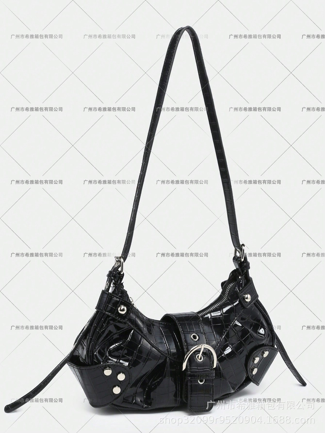 Venta caliente transfronteriza y2g retro caliente chica motocicleta bolsa de cocodrilo patrón Maillard marrón correa de hombro ajustable