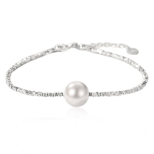High-end broken silver couplet necklace bracelet set sterling silver S925 pearl set retro temperament wholesale internet celebrity