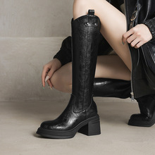 2025年冬季新品ebay外单高跟厚底33-42大小码拉链显腿瘦高筒女靴