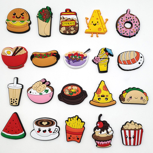 Food series hole shoe flower accessories personal versatile garden shoes soft rubber ornament shoe decoration buckle