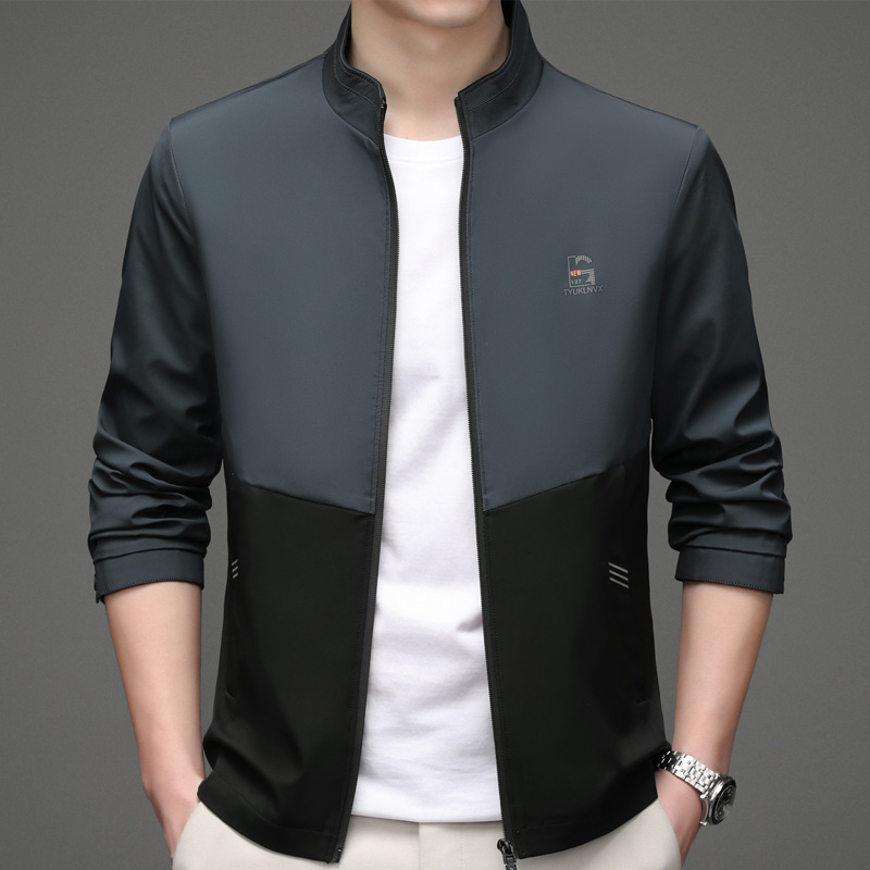 2026 Spring Korean Style Trendy Slim Fit Jacket for Men, Casual Outerwear for Middle-Aged Men, One Piece Wholesale 21K2201