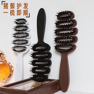 Pinecone Bristle Comb for Head, Large Curved Comb, Hair Care Comb, Volumizing Tool, Massage Smoothing Comb, Rib Comb for Curly Hair