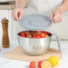 新款硅胶手柄沙拉碗厨房不锈钢打蛋料理盆烘焙碗带刻度和面搅拌碗