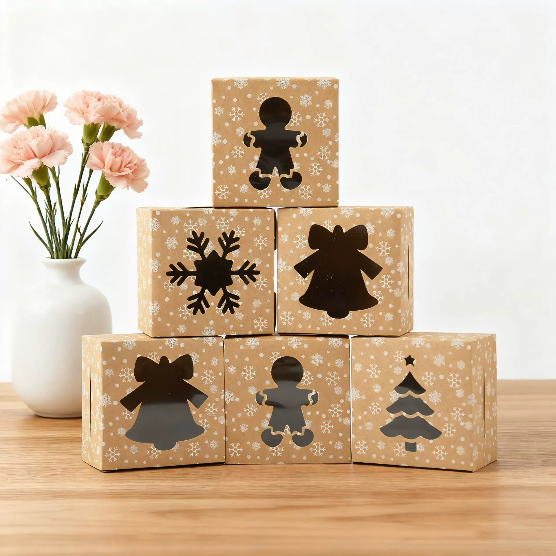 跨境款圣诞曲奇盒纸杯蛋糕包装盒西点盒子饼干雪花酥烘焙打包盒