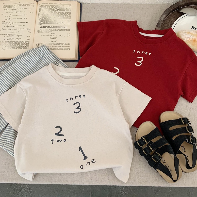 Summer cotton children's short sleeve T-shirt for boys