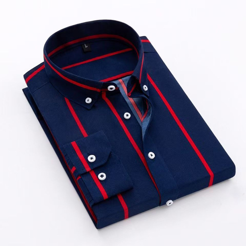 Foreign Trade Men's Long Sleeve Shirt 2025 New Vertical Stripe Fashion Multi-color Business Casual Comfortable Non-iron Shirt Foreign Trade Men's Long Sleeve Shirt 2025 New Vertical Stripe Fashion Multi-color Business Casual Comfortable Non-iron Shirt