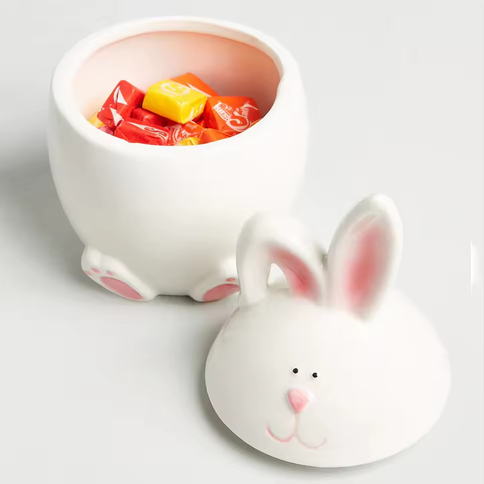 Temas de Pascua encantadores conejos de cerámica decoración hermosa adornos regalos de tazas de cerámica para el hogar