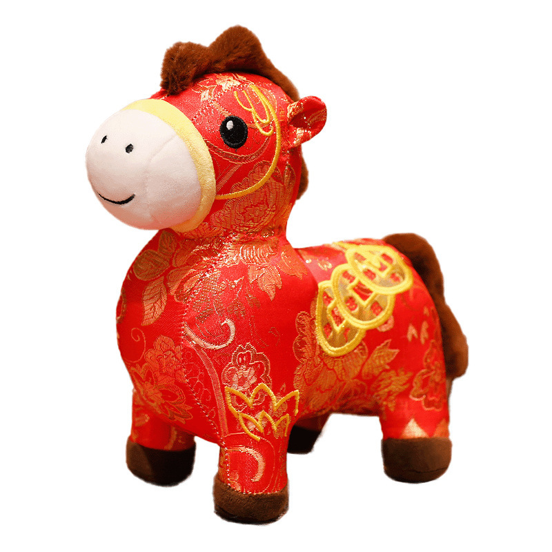 马上有钱布艺马毛绒玩具新年吉祥物玩偶卡通生肖马公仔活动礼物|undefined