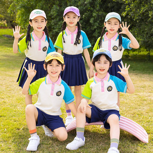Primary school school uniform summer clothes class clothes two-piece sports suit kindergarten Garden clothes children's summer short-sleeved polo shirt