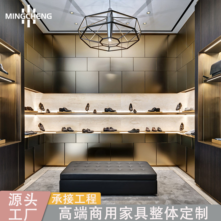 高档鞋子展柜西装鞋样品展示道具带灯上墙鞋子鞋架皮鞋中岛柜商用