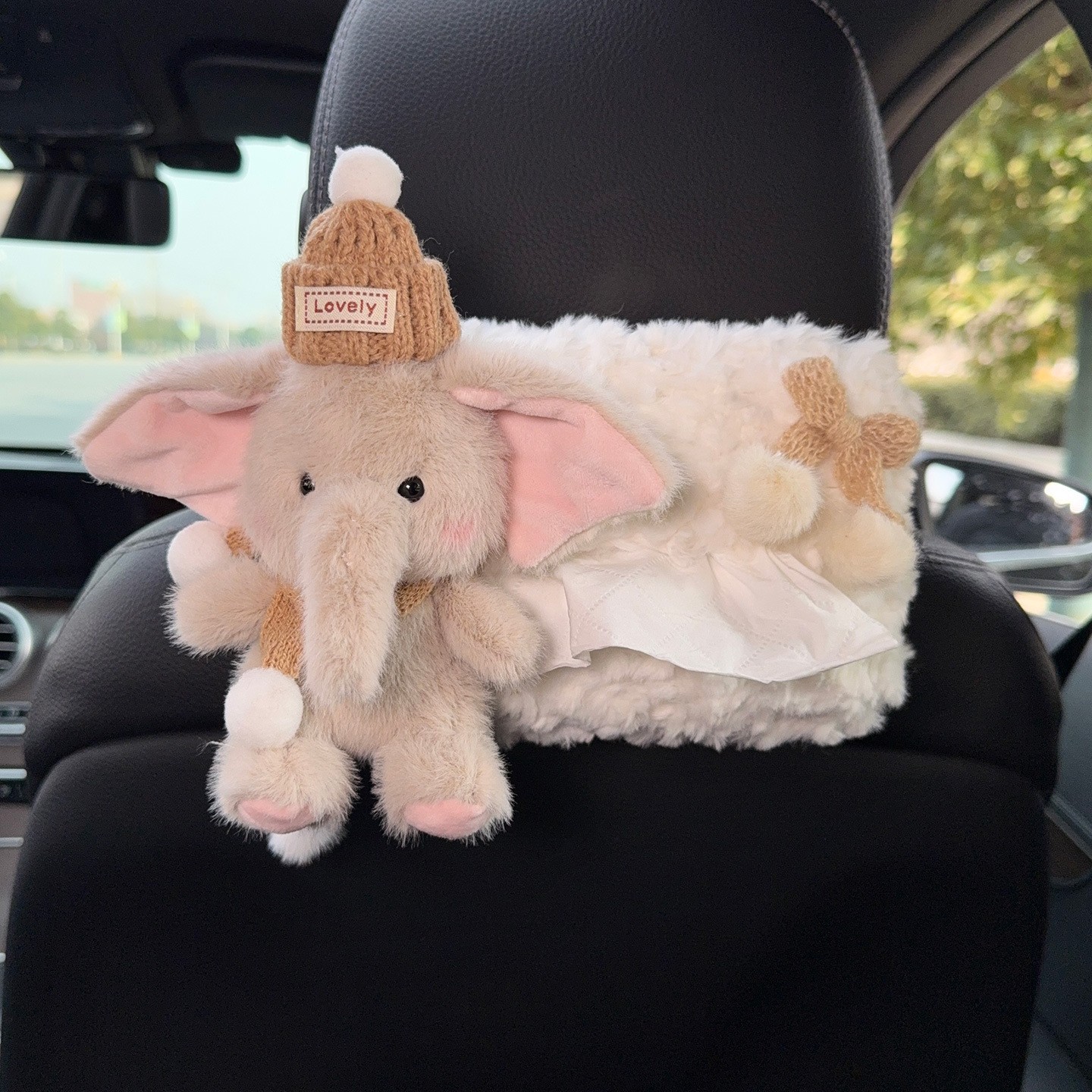 Cartoon Elephant Car Tissue Box, Creative Car Seat Back Tissue Holder, Multifunctional Tissue Box for Car Armrest