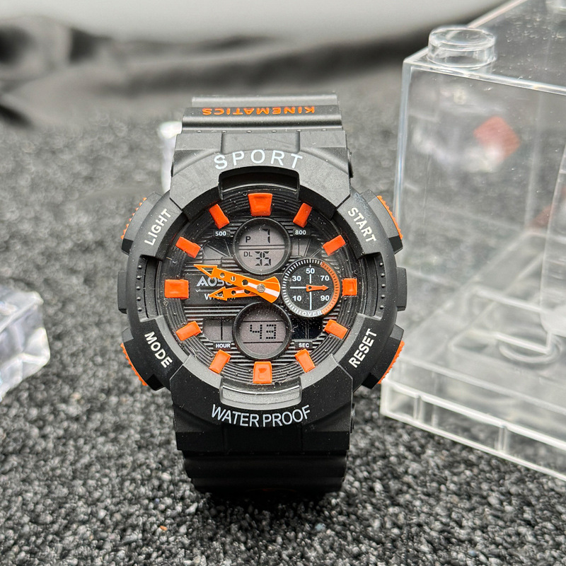 Outdoor Sports Men's Watch Middle School Students Male And Female Double Display Luminous Waterproof Multifunctional Electronic Watch