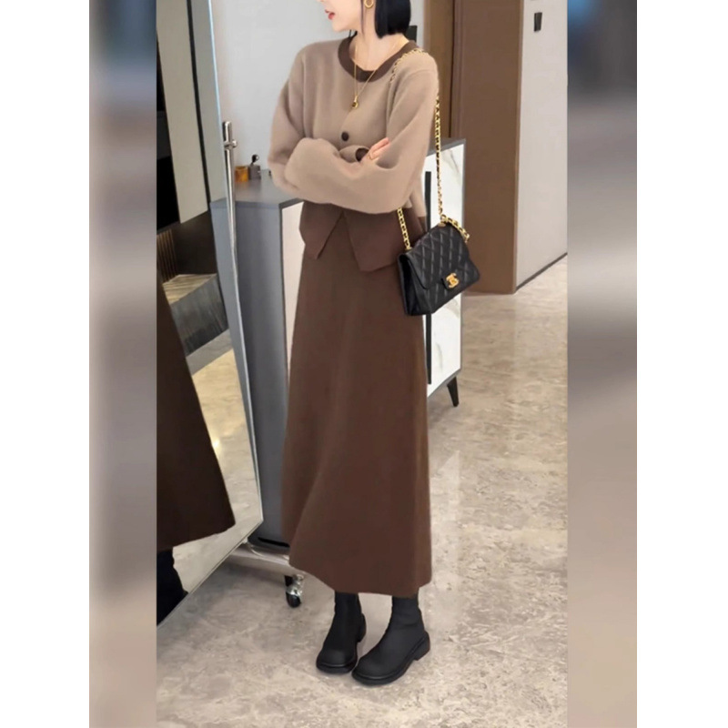 7589美拉德穿搭高级感流行漂亮气质半身裙两件套装2025新款女秋季|undefined