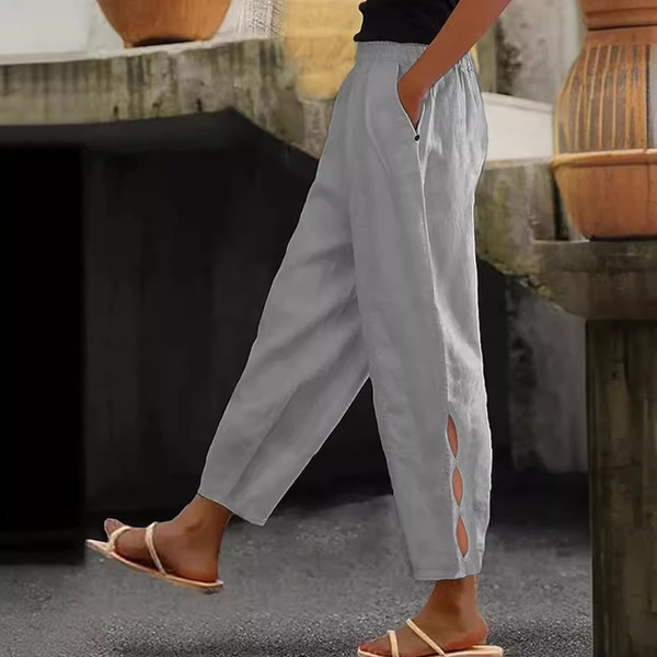 autumn solid color trousers for leisure
