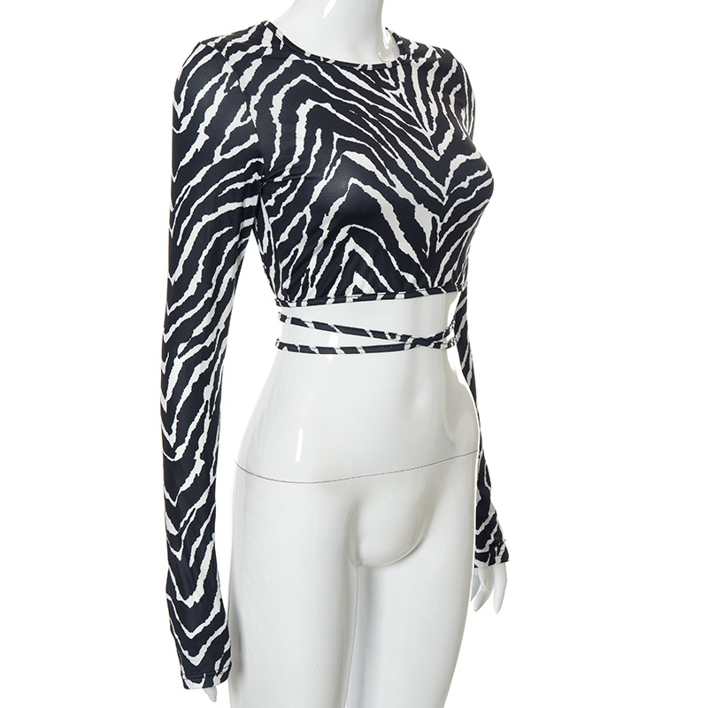 Women's T-shirt Long Sleeve T-shirts Printing Patchwork Fashion Zebra display picture 14
