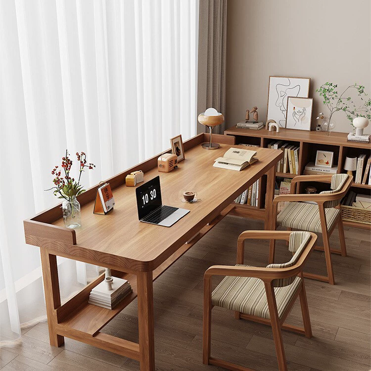 Длинный стол из цельного дерева стол гостиная спальня кабинет двойной учебный стол двухслойный узкий стол к стене компьютерный стол бревно