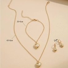 欧美跨境气质爱心耳钉项链手链首饰套装个性时尚饰品合金颈链耳环