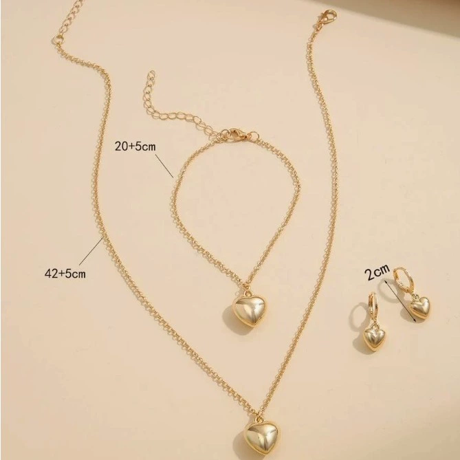 Европейские и американские трансграничные темпераментные серьги с любовью, ожерелье, браслет, комплект ювелирных изделий, персонализированные модные ювелирные изделия, ожерелье из сплава, серьги