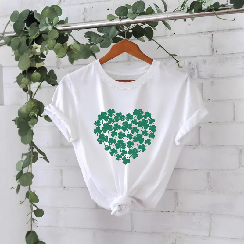 Amazon eBay New Fashion Short-sleeved Clover Summer European and American Fashion Women's Cotton T-shirt Women's Top in stock